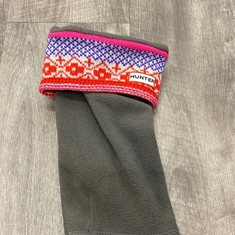 Hunter Gray Socks with Red and Pink Pattern